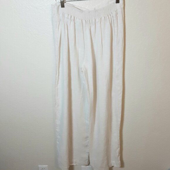 INC High-Waist Cream White Beach Linen Pants - Picture 4 of 5
